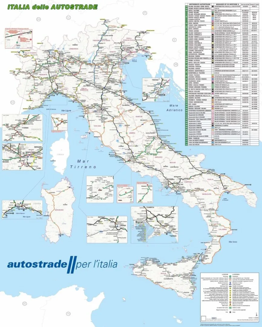 Mappa delle Autostrade Italiane alta risoluzione nomi cartina da scaricare download su LPDM Le Puntine del Mondo